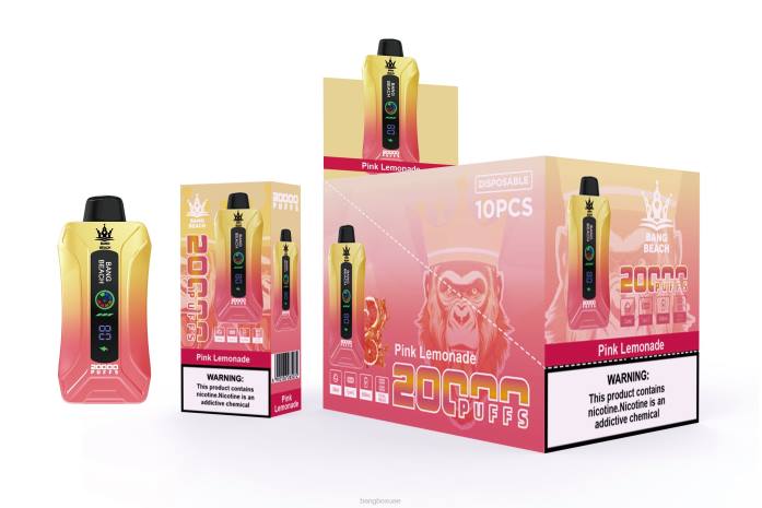 Bang Box Vape - Bang Beach 20000 سحبة فيب شاشة سمارت عصير الليمون الوردي 888J4